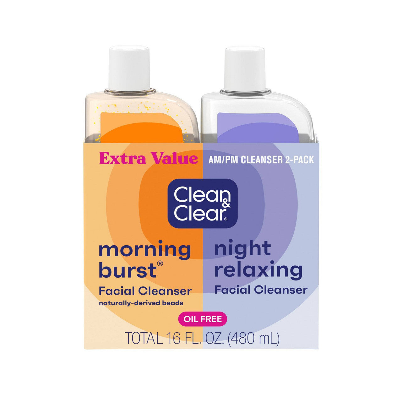 Clean And Clear Morning Burst, Day/Night Cleanser Pack - 2 Ea, 16 Oz